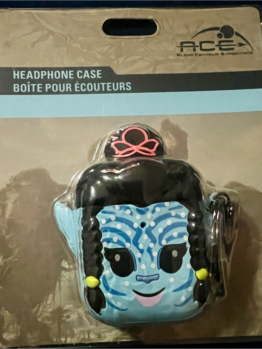 Disney Blue Avatar Character Headphone Case with Pink and Yellow Accents